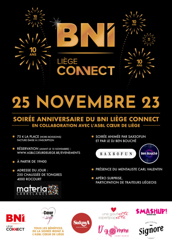 Soirée anniversaire du BNI Liège Connect